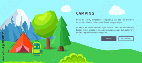 Camping in Forest and with Mountains at Background