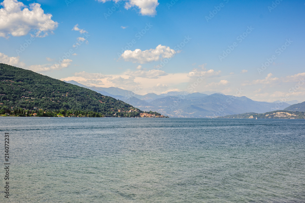panorama of lake maggiore in a summer day