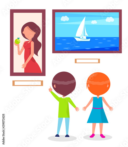 Art Gallery Excursion for School Children Vector