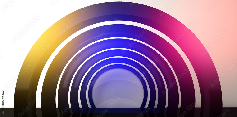 Fototapeta premium Background with neon, black arch, light. 3D rendering