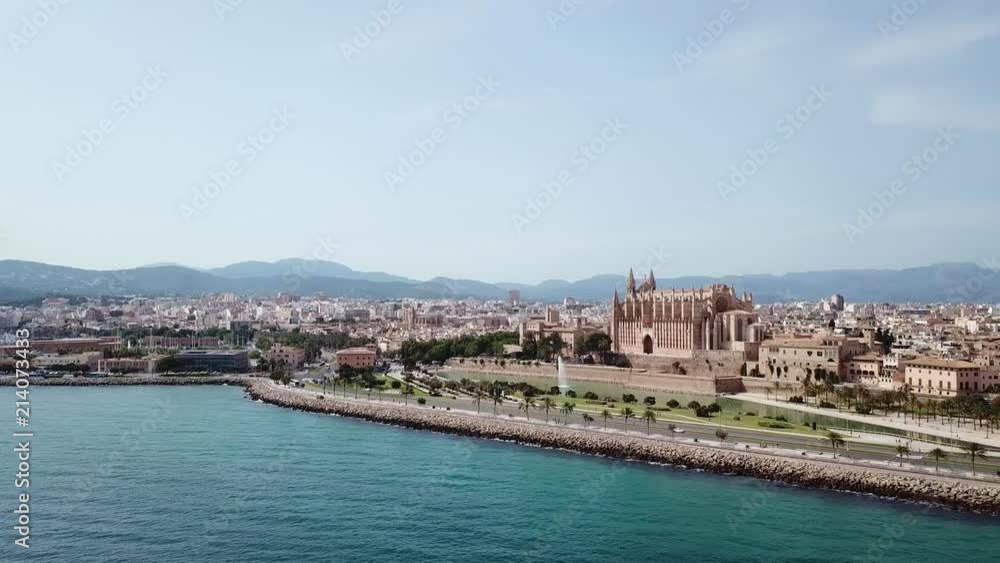 Aerial: Cityscape of Palma de Mallorca, Spain Aerial: Cityscape of Palma de Mallorca, Spain