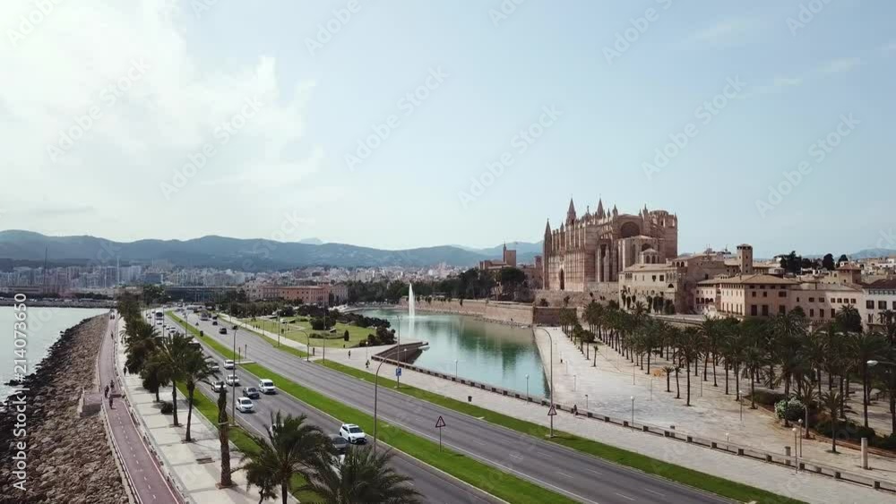 Aerial: Cityscape of Palma de Mallorca, Spain Aerial: Cityscape of Palma de Mallorca, Spain