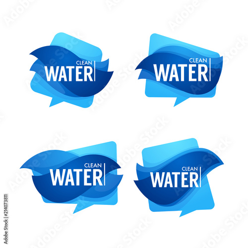 natural spring water, vector  logo, labels and stickers templates with aqua drops