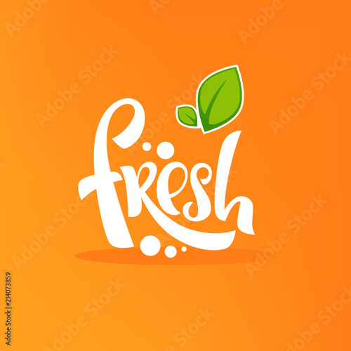 Bright  Sticker, Emblem and Label for citrus fruit  fresh juice