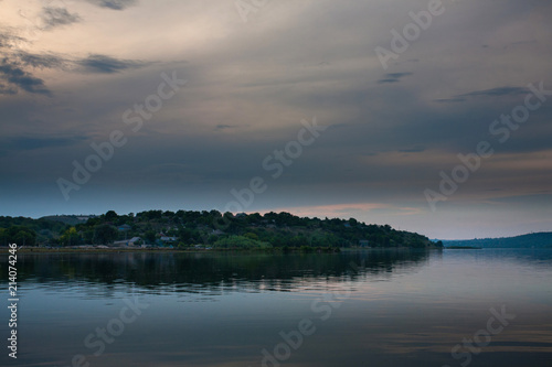 sunset in the river with reflex