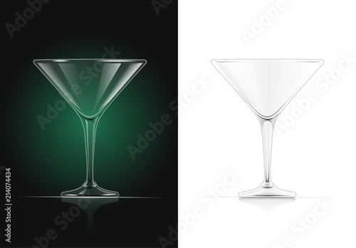 Martini glass. Cocktail goblet. Classic drink utensil. EPS10