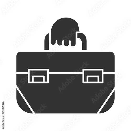 Hand holding tool bag glyph icon