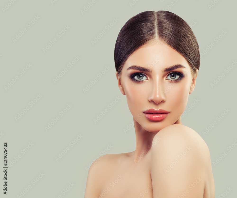 Young perfect woman portrait. Beautiful female face. Cosmetology, beauty  and skincare concept Stock Photo | Adobe Stock