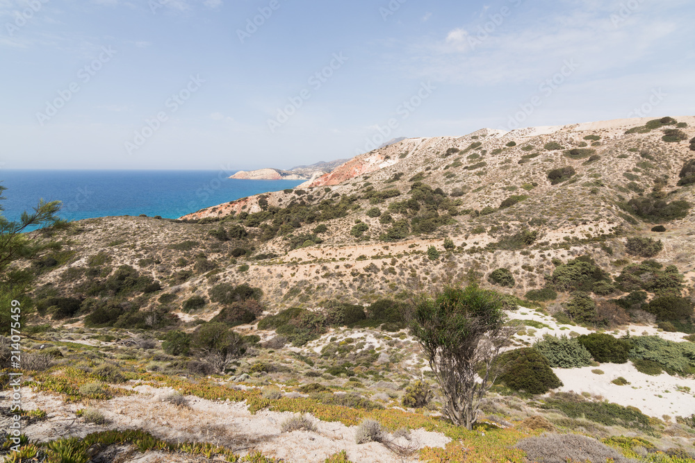 Country seaside landscape on Milos island, Greece