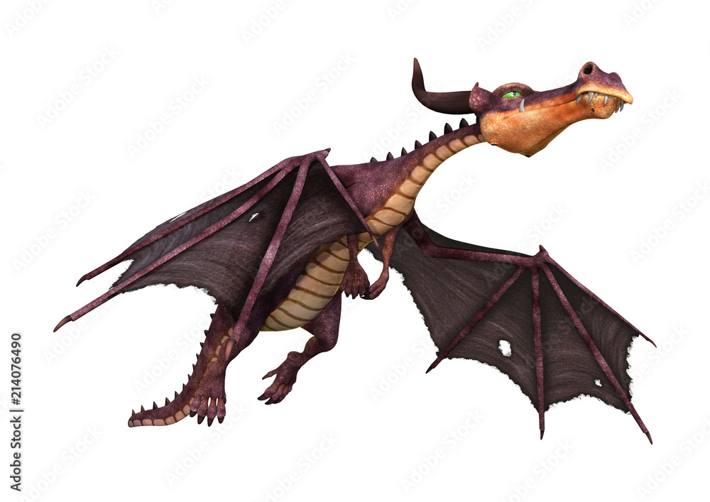 3D Rendering Fantasy Dragon on White 3D Rendering Fantasy Dragon on White