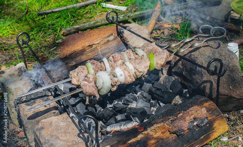 Barbecue on hot coals