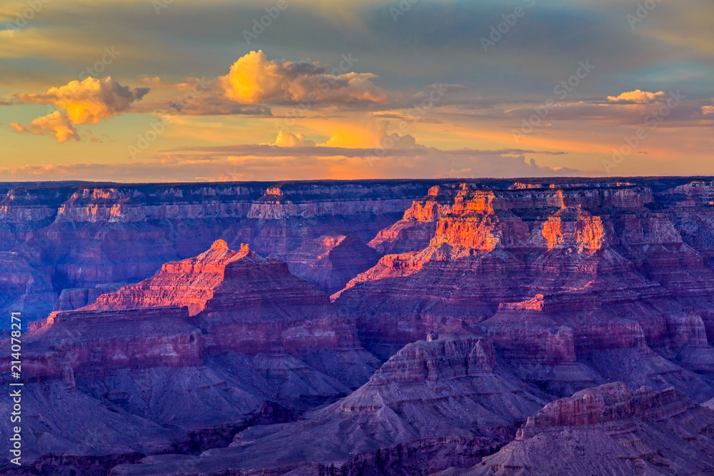 Sunrise at Mather Point, Grand Canyon National Park, Arizona. Photo Shows a Group of Tourists Watching Sunrise at Mather Point which is famous for Sunrise.