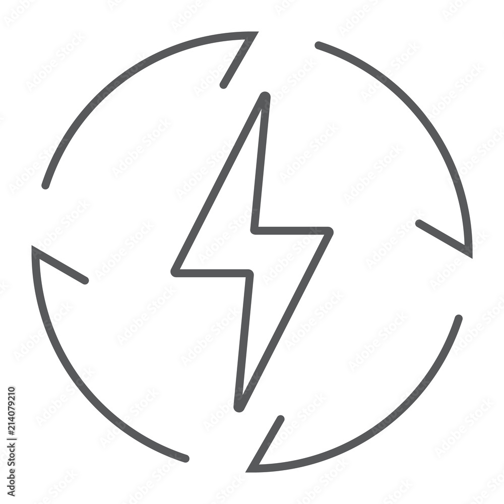 Renewable Energy thin line icon, ecology and energy, electricity sign, vector graphics, a linear pattern on a white background, eps 10. Renewable Energy thin line icon, ecology and energy, electricity sign, vector graphics, a linear pattern on a white background, eps 10.
