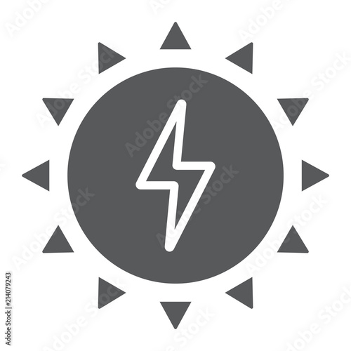 Solar energy glyph icon, ecology and energy, green energy sign, vector graphics, a solid pattern on a white background, eps 10