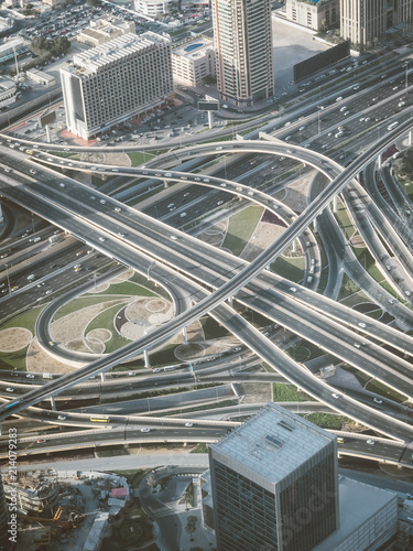 Photography View of an interchange from top in Dubai, UAE