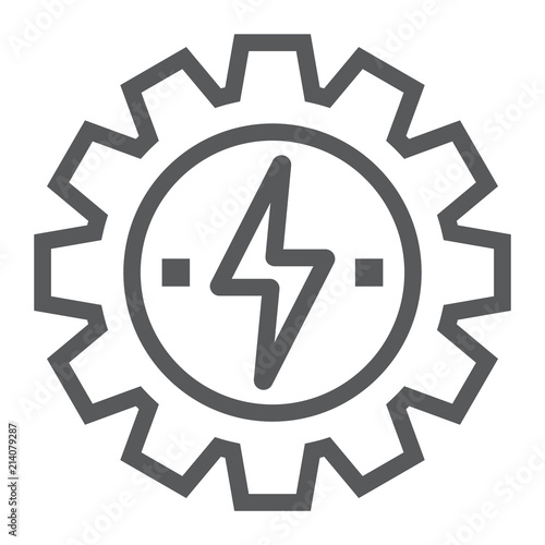 Free Download Gear with lightning line icon, ecology and energy, energy development sign, vector graphics, a linear pattern on a white background, eps 10. - GFXLoad