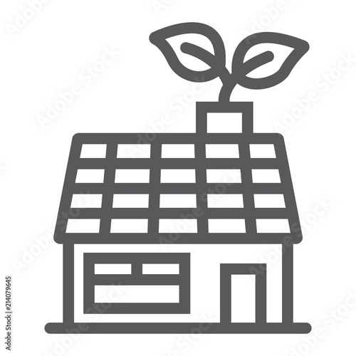 Low energy house line icon, ecology and energy, living with nature sign, vector graphics, a linear pattern on a white background, eps 10.