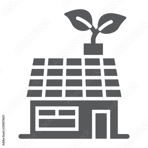 Low energy house glyph icon, ecology and energy, living with nature sign, vector graphics, a solid pattern on a white background, eps 10.