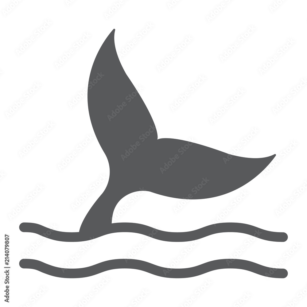 Whale tail glyph icon, aquatic and animal, sea life sign, vector graphics, a solid pattern on a white background, eps 10. Whale tail glyph icon, aquatic and animal, sea life sign, vector graphics, a solid pattern on a white background, eps 10.
