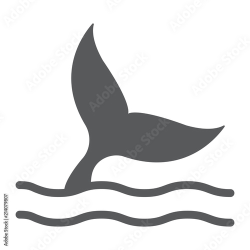 Whale tail glyph icon, aquatic and animal, sea life sign, vector graphics, a solid pattern on a white background, eps 10.