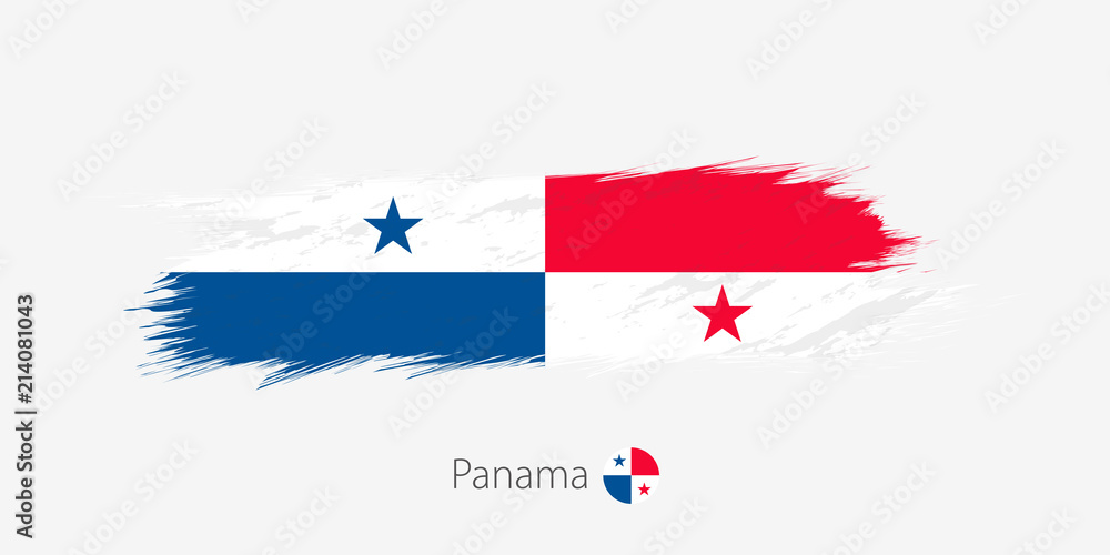 Fototapeta Flag of Panama, grunge abstract brush stroke on gray background.