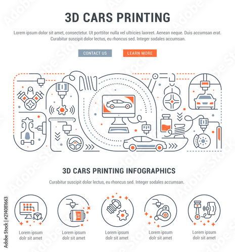 Linear Banner of 3D Cars Printing.