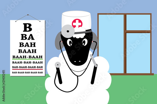 Sheep in a doctor uniform making medical examination and treatment flat design cartoon animation.