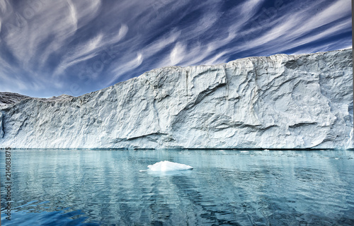 the end of a glacier in a greenland fjord