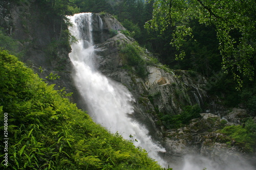 Waterfall Cascata di Lares in Parco Naturale Adamello Brenta near Pinzolo in South Tyrol in Italy  