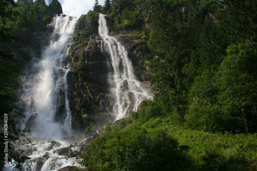 Waterfall Cascata di Nardis in Parco Naturale Adamello Brenta near Pinzolo in South Tyrol in Italy 