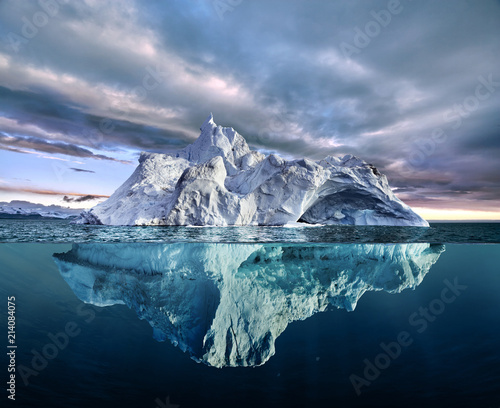 Leinwand Poster iceberg with above and underwater view