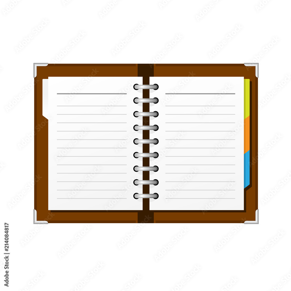 Open spiral diary or notepad - double-page spread Open spiral diary or notepad - double-page spread
