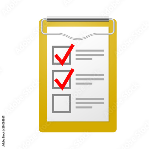 Clipboard with attached checklist - inspection symbol