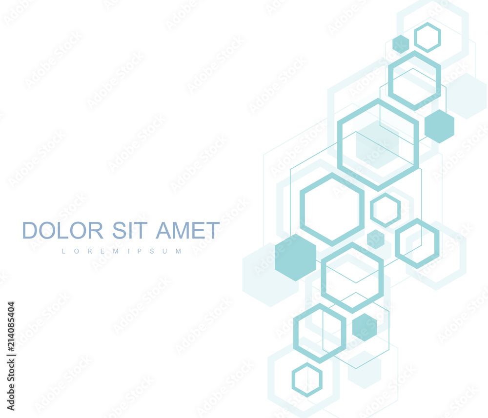 Geometric abstract molecule background for medicine, science, technology, chemistry. Scientific DNA molecule concept. Vector hexagonal illustration. Geometric abstract molecule background for medicine, science, technology, chemistry. Scientific DNA molecule concept. Vector hexagonal illustration.