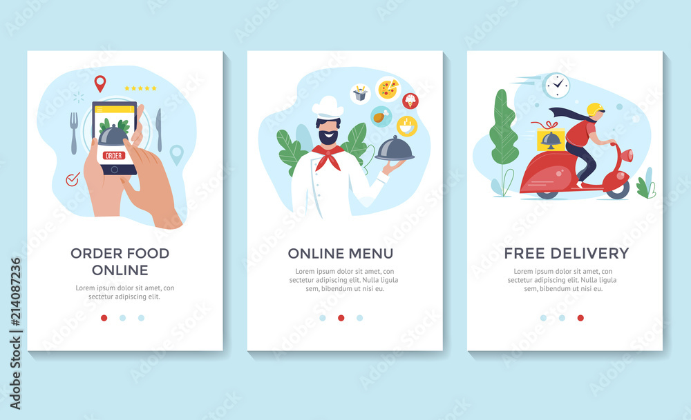 Order food online banner, mobile app templates, concept vector illustration flat design