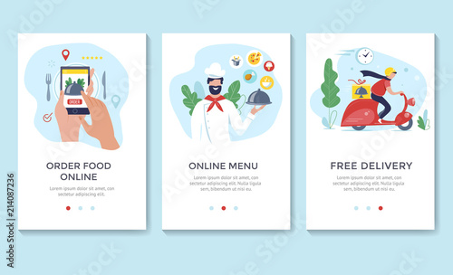 Order food online banner, mobile app templates, concept vector illustration flat design