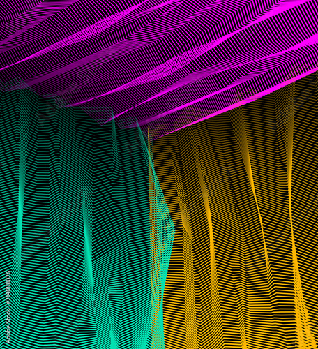 Vector surreal illusion art for design, line art 3d dimensional textured inner space, hallucinogen drug trip theme. Fantastic psychedelic trendy modern op art, optical dimensional illusion.