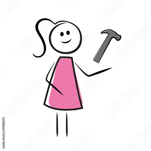 Frau mit Hammer