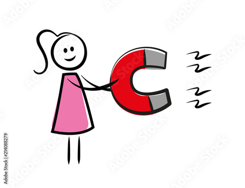 Frau mit Magnet