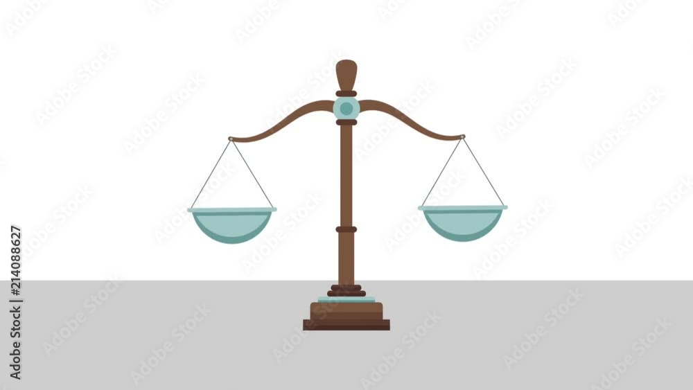 Justice balance cartoon over white background High Definition animation colorful scenes Justice balance cartoon over white background High Definition animation colorful scenes