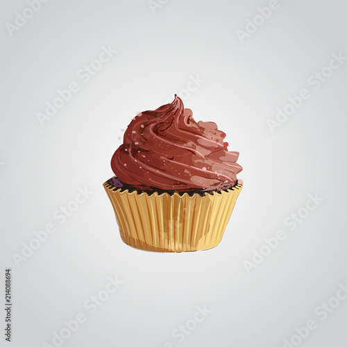 Cupcake. Chocolate cupcake vector illustration