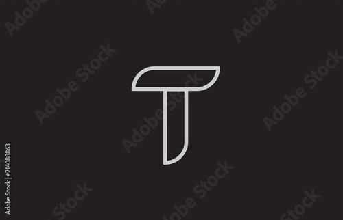 black and white alphabet letter t logo icon design