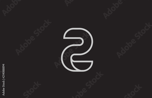 black and white number 2 two logo icon design
