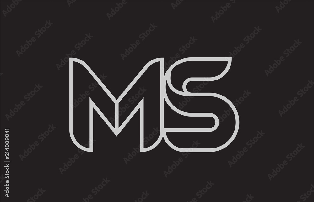 black and white alphabet letter ms m s logo combination Stock Vector ...