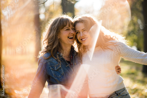 Senior woman enjoys time with daughter