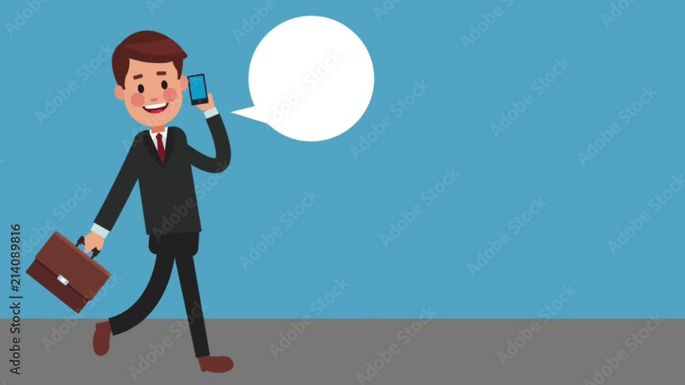 Businessman walking with smartphone and briefcase High Definition animation colorful scenes Businessman walking with smartphone and briefcase High Definition animation colorful scenes