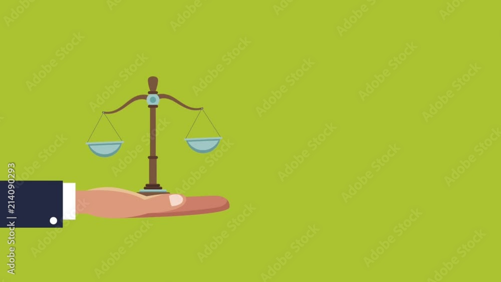 Hand holding justice balance with money High Definition animation colorful scenes Hand holding justice balance with money High Definition animation colorful scenes