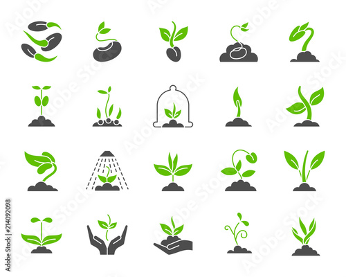 Fotótapéta Organic sprout simple color flat icons vector set