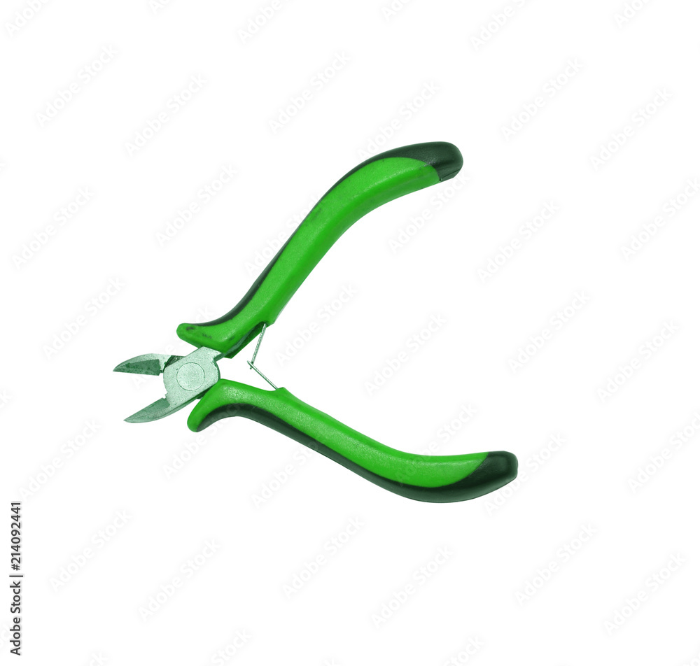 Old cutting pliers isolated on white background