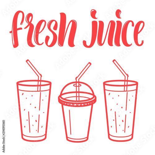 Fresh juice menu line art illustrations and lettering.